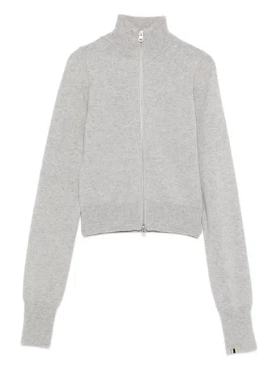 Extreme Cashmere N°302 Zip-front Cropped Cardigan In Gray