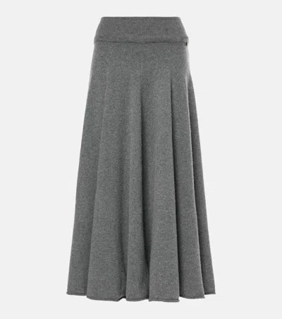 Extreme Cashmere Ribbed-knit Midi Skirt In Grey