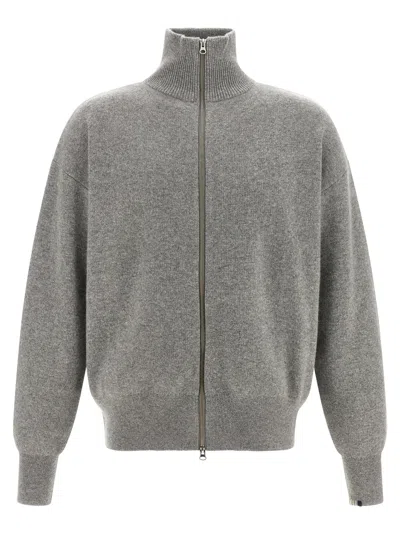 Extreme Cashmere Long-sleeved Zip-up Cardigan In Blue
