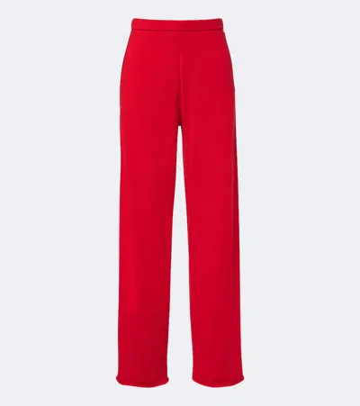 Extreme Cashmere N°353 Relax Cotton And Cashmere Wide-leg Pants In Red