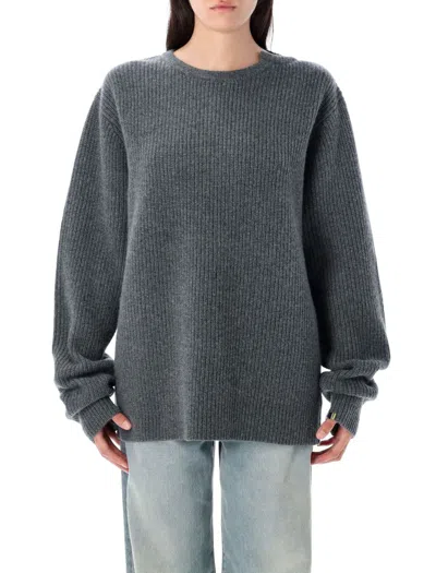 Extreme Cashmere N°356 You Rib Cashmere Sweater In Gray