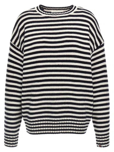 Extreme Cashmere N° 53 Crew Hop Cashmere-blend Sweater In Breton Stripes