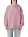 Extreme Cashmere Long-sleeve Crew-neck Sweater In Pink