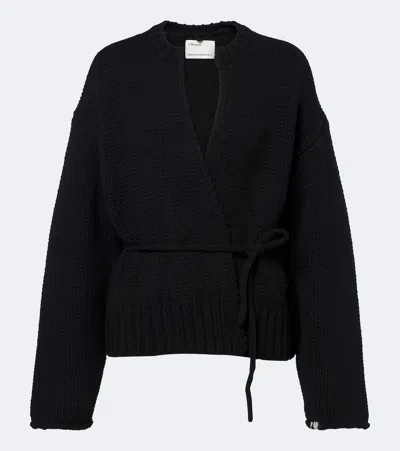 Extreme Cashmere N°384 Ginza Cashmere Wrap Cardigan In Black