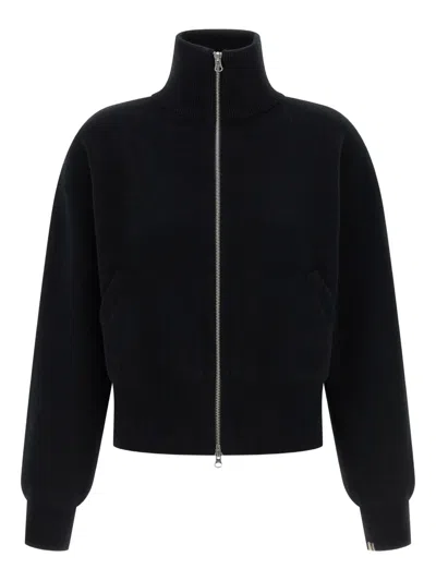 Extreme Cashmere N°385 Xtra Cute High-neck Zip Cardigan In Black