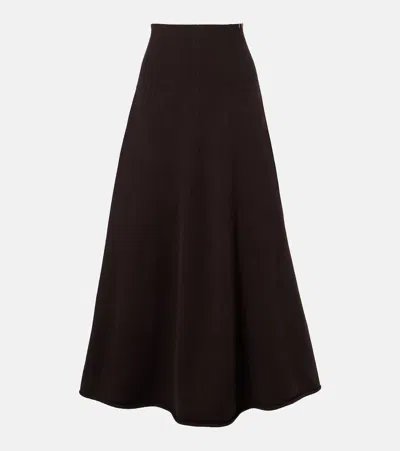 Extreme Cashmere N°388 Ease Cashmere-blend Maxi Skirt In Brown