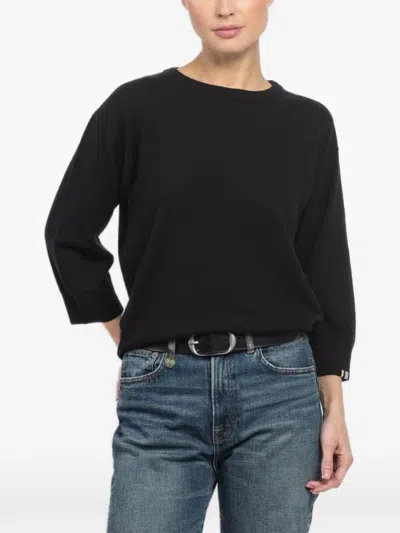 Extreme Cashmere N°398 Jewel Short-sleeve Crew-neck Sweater In Black