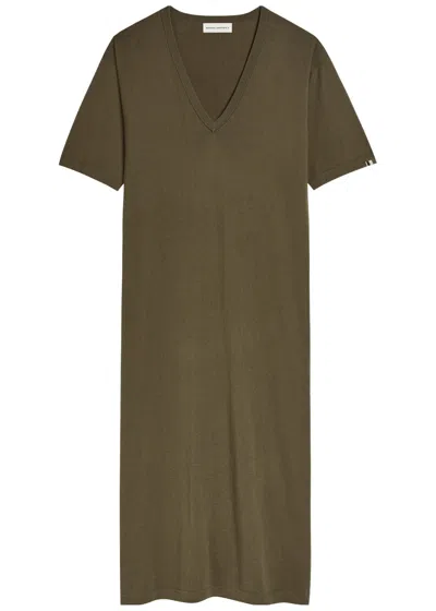 Extreme Cashmere N°410 Inda Cotton And Cashmere-blend Maxi Dress In Brown