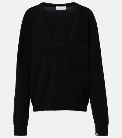 Extreme Cashmere Gray Cashmere V-neck Sweater In Black