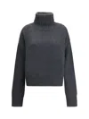 Extreme Cashmere N°434 Crop Xtra Turtleneck Sweater In Women's Cashmere In Gray