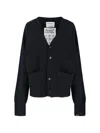 Extreme Cashmere Papilli Pocket Short Cardigan In Blue