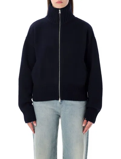 Extreme Cashmere N°438 Xtra Fab Cashmere Zip-up Cardigan In Blue