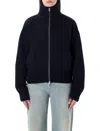 Extreme Cashmere Minimalist Zip-up Jacket With High Collar In Black