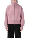 Extreme Cashmere Zip-up Long-sleeve Sweater In Pink