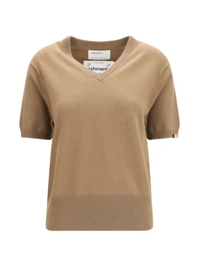 Extreme Cashmere V-neck Short-sleeved Jumper In Cashmere Blend In Brown