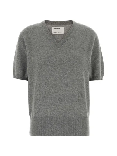 Extreme Cashmere Grey Martina Cashmere-blend V-neck Sweater In Gray