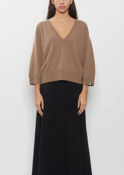 Extreme Cashmere N°491 Pearl V-neck Sweater In Brown