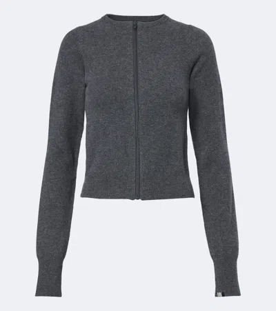 Extreme Cashmere N°494 Tangerine Cashmere-blend Cardigan In Gray