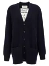 Extreme Cashmere V-neckline Cardigan With Front Pockets And Ribbed Cuffs In Navy Blue