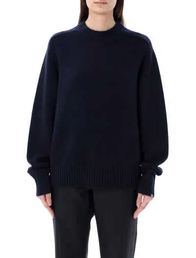 Extreme Cashmere Navy Cashmere Raglan Sleeve Sweater For Men
