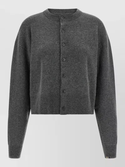 Extreme Cashmere Number 170 Chou Cropped Cardigan Ribbed In Gray
