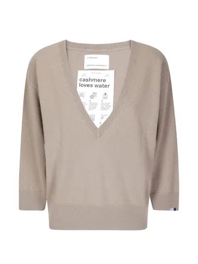 Extreme Cashmere Pearl V-neck Sweater In Brown