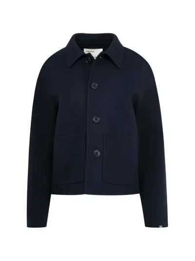 Extreme Cashmere Pocket Knit Jacket In Blue