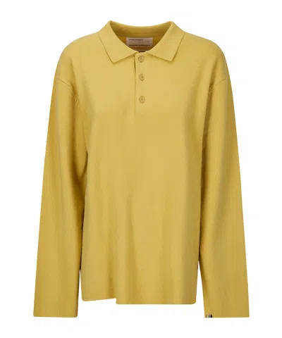Extreme Cashmere Polo Collar Long-sleeved Knit Sweater In Yellow