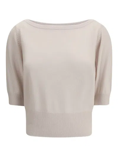 Extreme Cashmere Puff-sleeve Boat-neck Knitwear In Brown