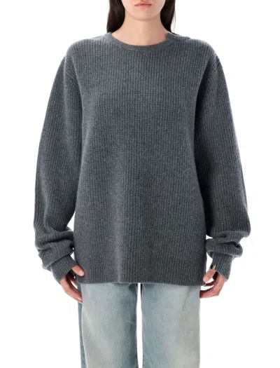 Extreme Cashmere Ribbed Cashmere Sweater With Crew Neck In Gray