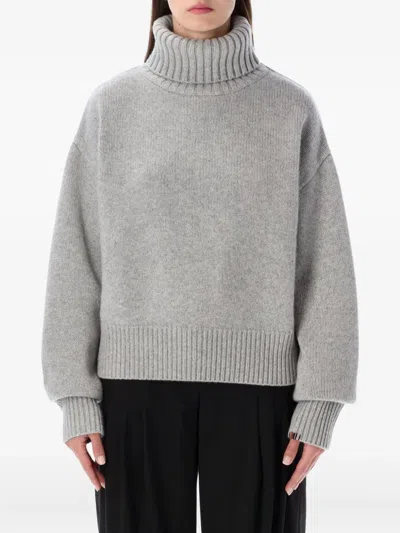 Extreme Cashmere Roll-neck Long-sleeve Sweater In Gray