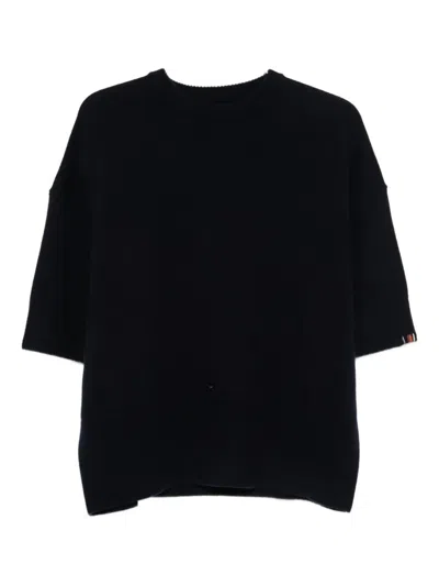 Extreme Cashmere Short-sleeve Knitted Top In Blue