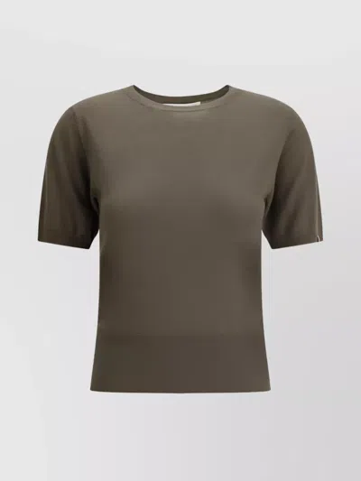 Extreme Cashmere Short-sleeve Knitwear With High Ribbed Hem In Green