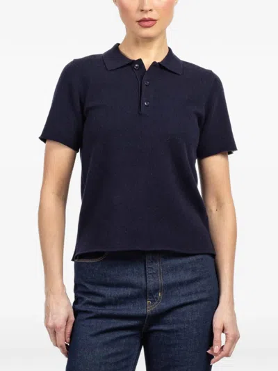 Extreme Cashmere Short-sleeve Polo Top In Blue