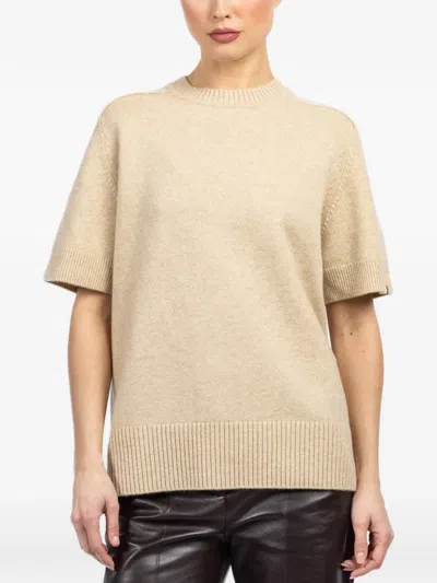 Extreme Cashmere Short-sleeve Ribbed Sweater In Brown