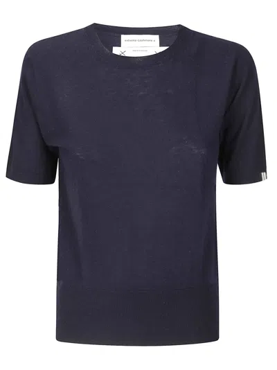 Extreme Cashmere Short-sleeved Merino Wool And Cashmere Sweater In Blue