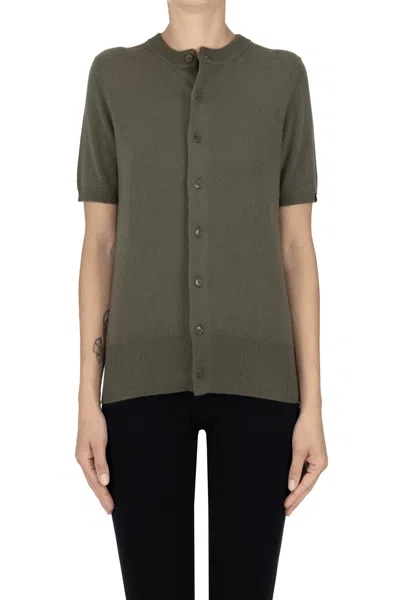 Extreme Cashmere Short Sleeves Cashmere Cardigan In Green