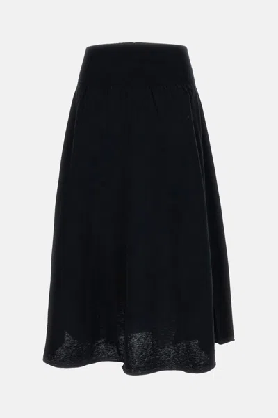 Extreme Cashmere Ribbed-detail Midi Skirt In Black