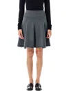 Extreme Cashmere Ribbed-knit Flared Mini A-line Skirt In Gray