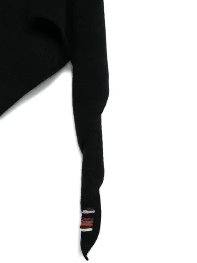 Extreme Cashmere Striped-detail Bandana Scarf In Black