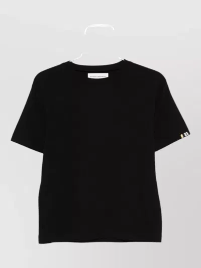 Extreme Cashmere Striped Short-sleeve Cotton Cashmere T-shirt In Black
