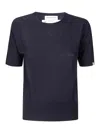 Extreme Cashmere Short-sleeved Merino Wool And Cashmere Sweater In Dark Blue
