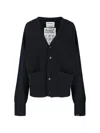 Extreme Cashmere Papilli Pocket Short Cardigan In Blue