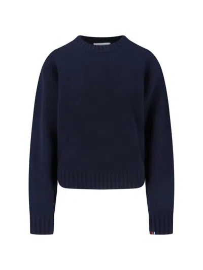 Extreme Cashmere Chic Neutral Knit Sweaters In Blue