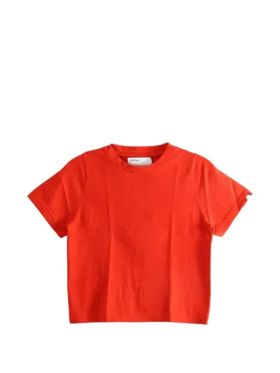 Extreme Cashmere Tina Short-sleeve Cropped T-shirt In Red