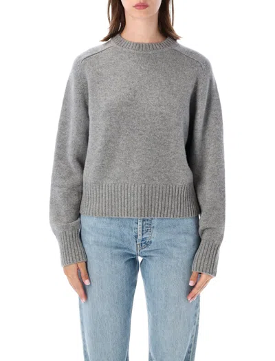 Extreme Cashmere Unisex Heavyweight Cashmere Crewneck Cropped Please Sweater In Grigio