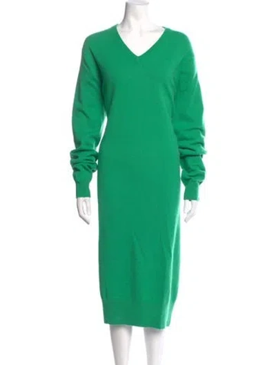 Pre-owned Extreme Cashmere V-neck Midi Length Dress In Green
