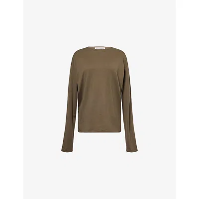 Extreme Cashmere Womens Army Aries Round-neck Cotton And Cashmere-blend Knitted Jumper