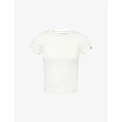 Extreme Cashmere Womens Snow N292 America Short-sleeve Cotton-cashmere Blend Knitted Top In White