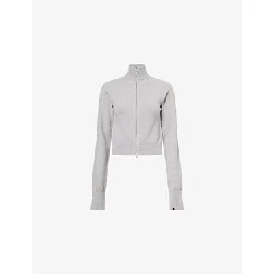 Extreme Cashmere Womens Grey N302 Lemon Funnel-neck Cashmere-blend Knitted Cardigan In Gray